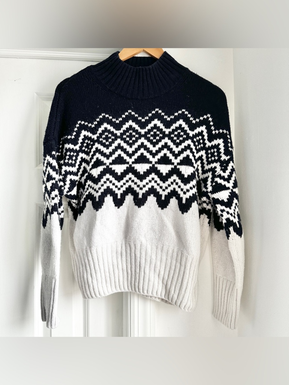 Barbour Gwyn Navy & White Fair Isle Turtleneck Sweater
